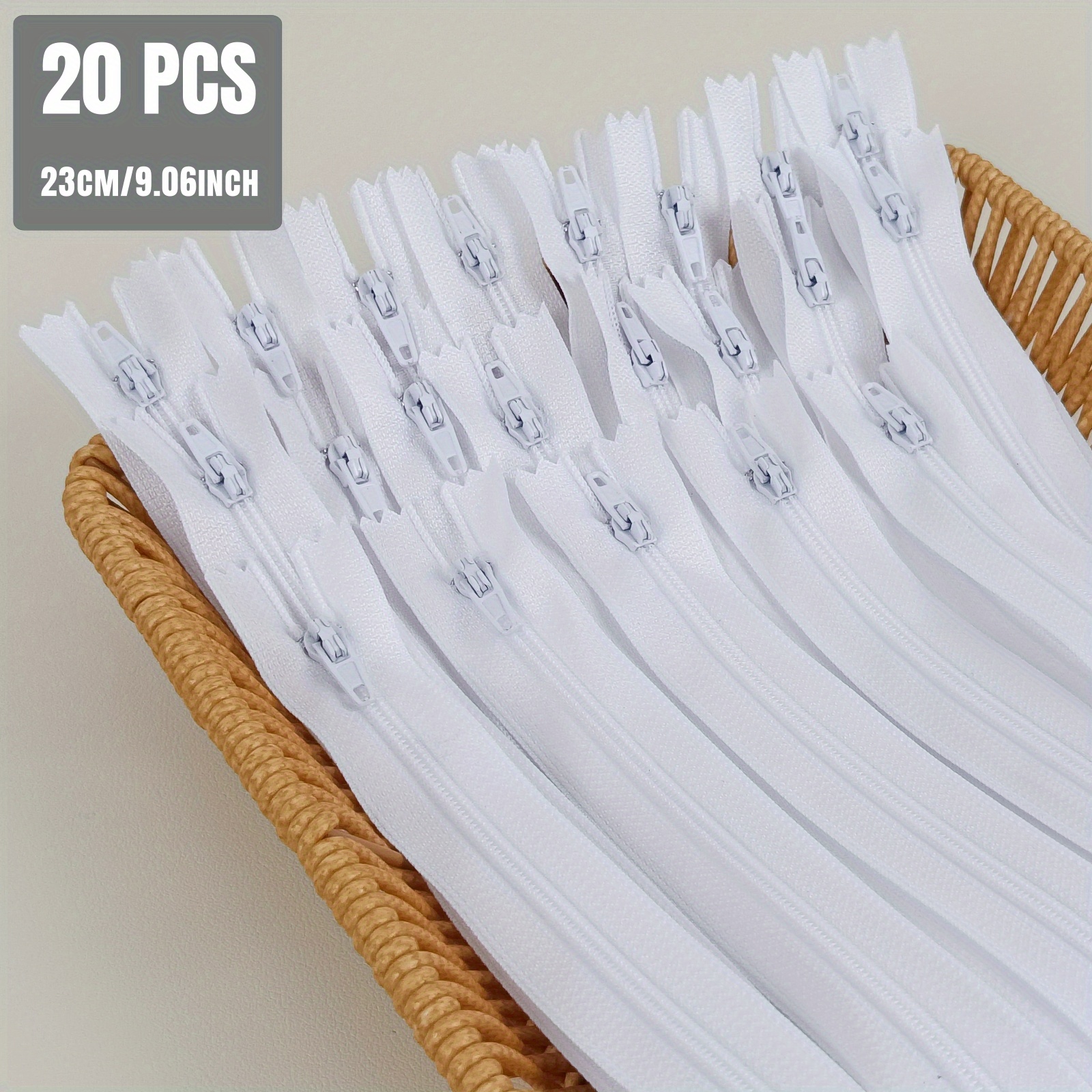 TEMU 20pcs Set Of Zippers, In Multiple Sizes, High-quality Nylon Zippers, Suitable For Sewing Trousers, Tops, Tents, Backpacks, Handicrafts, Etc.