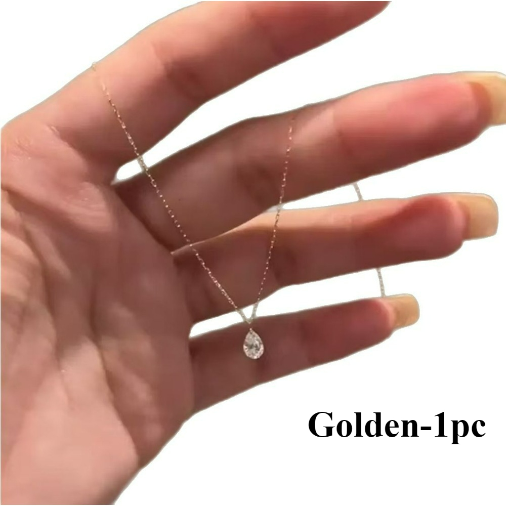 TEMU 1pc Water Drop Necklace For Women, Light Luxury Niche Design High, Fashionable Easy Exquisite All-match, Daily Wear Show Temperament
