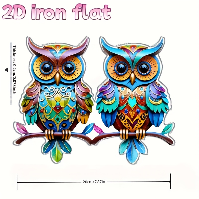 TEMU 2d Flat - 【2d Flat】 2d Flat - [2d Flat] 2d Flat Bohemian Style Acrylic Couple Owl Wall Art - Vibrant Outdoor/indoor Hanging Decor For Garden,