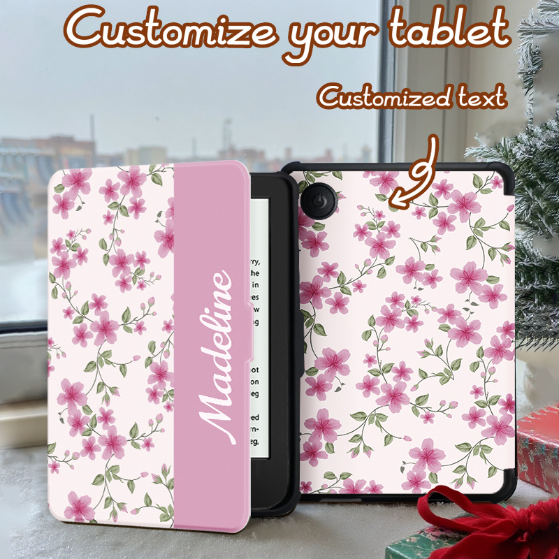 TEMU Personalized Name/text & Floral Pu Case Compatible For Paperwhite 12/5 Case Cover, For 6-inch 10th/11th Gen Case Cover, For Color/bw Case Cover,