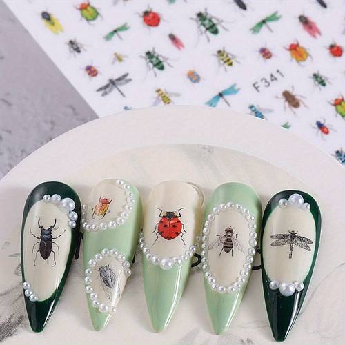 2pcs insect for nail art stickers self bee ladybug dragonfly more decals vibrant glossy plastic for nail decor for hands feet easy application for nail art additions for nail stickers for nail art hand decoration design