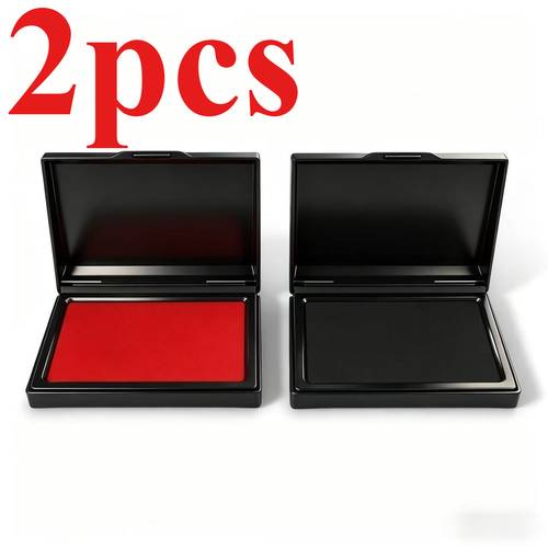 2pcs 1pc red and 1pc black quick dry red black ink pads rectangular fast drying ink pads fingerprint box financial office seal box bank blue black ink pad box