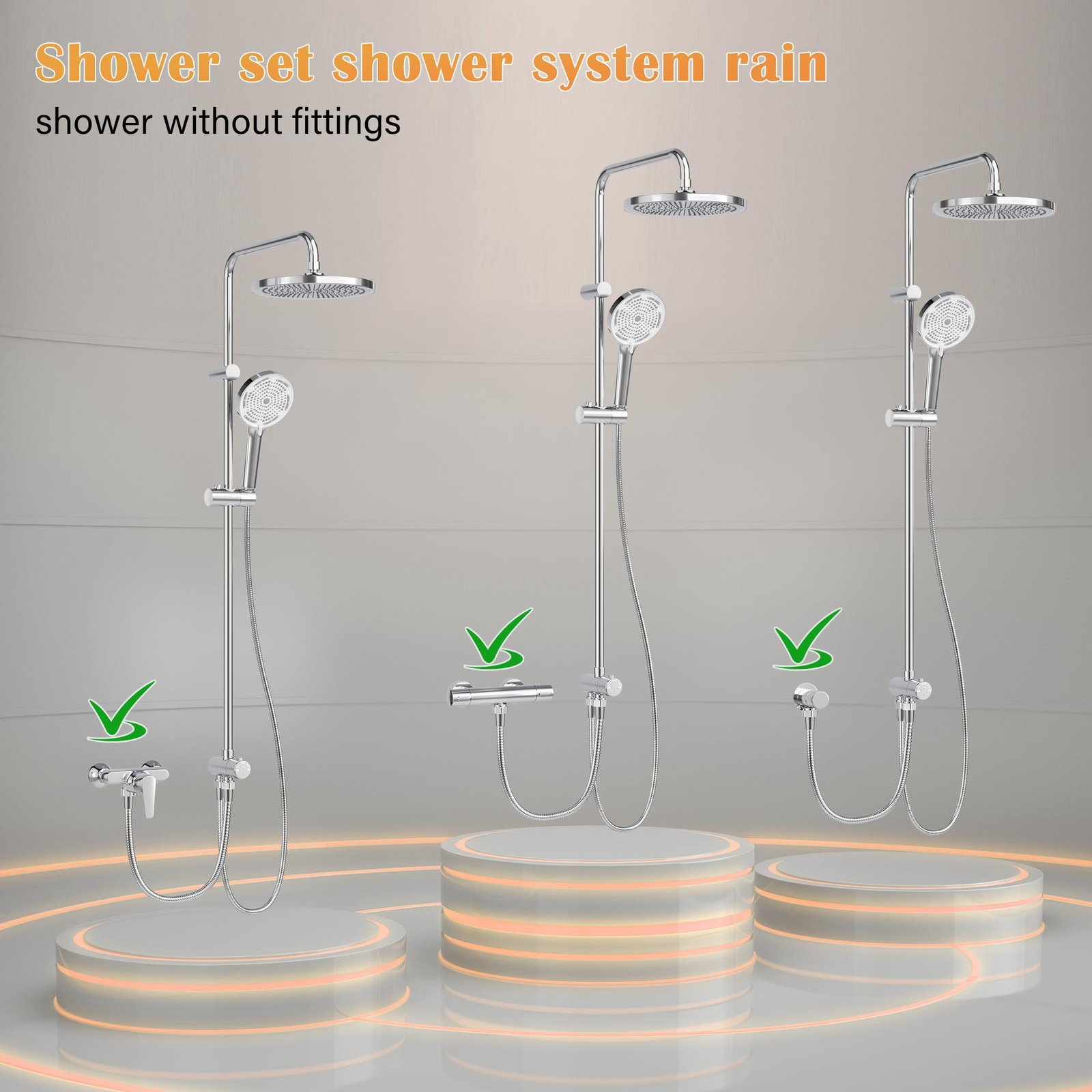 Modern Rainfall Shower System with Stainless Steel Overhead and Handheld Shower Heads