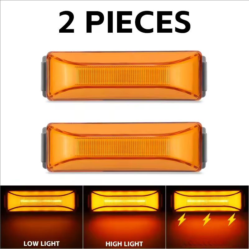 TEMU 2pcs Car External Led Lights 12v 24v Truck Trailer Working Lamp High And Low Yellow Lighting For Types Of Vehicles, Without Battery