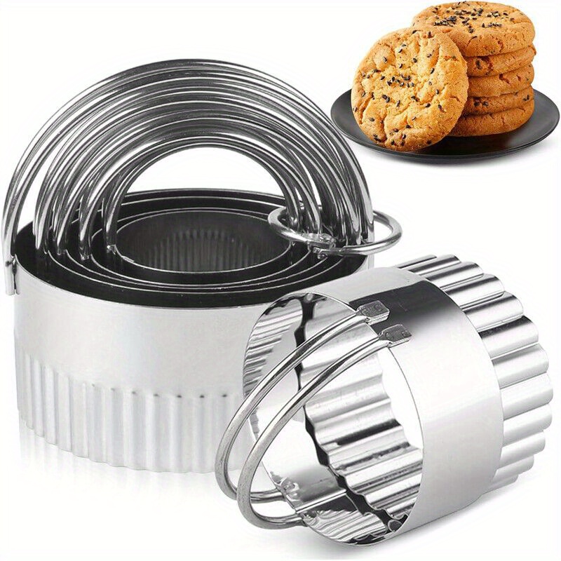 TEMU 5pcs Stainless Steel Cookie Cutters Fluted Round Pastry Biscuit Scone Mould Hot