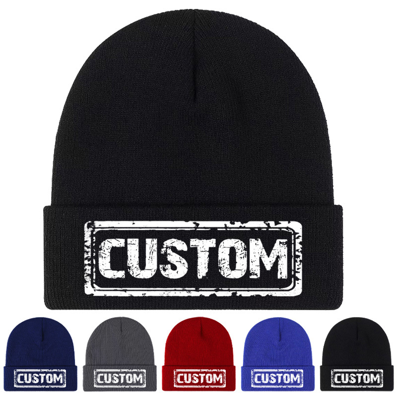 TEMU Personalized Custom Logo/photo/text Ted Beanie Hat - Breathable Winter Warm Suitable For , Hand/machine Washable Slouchy With Your Own, For