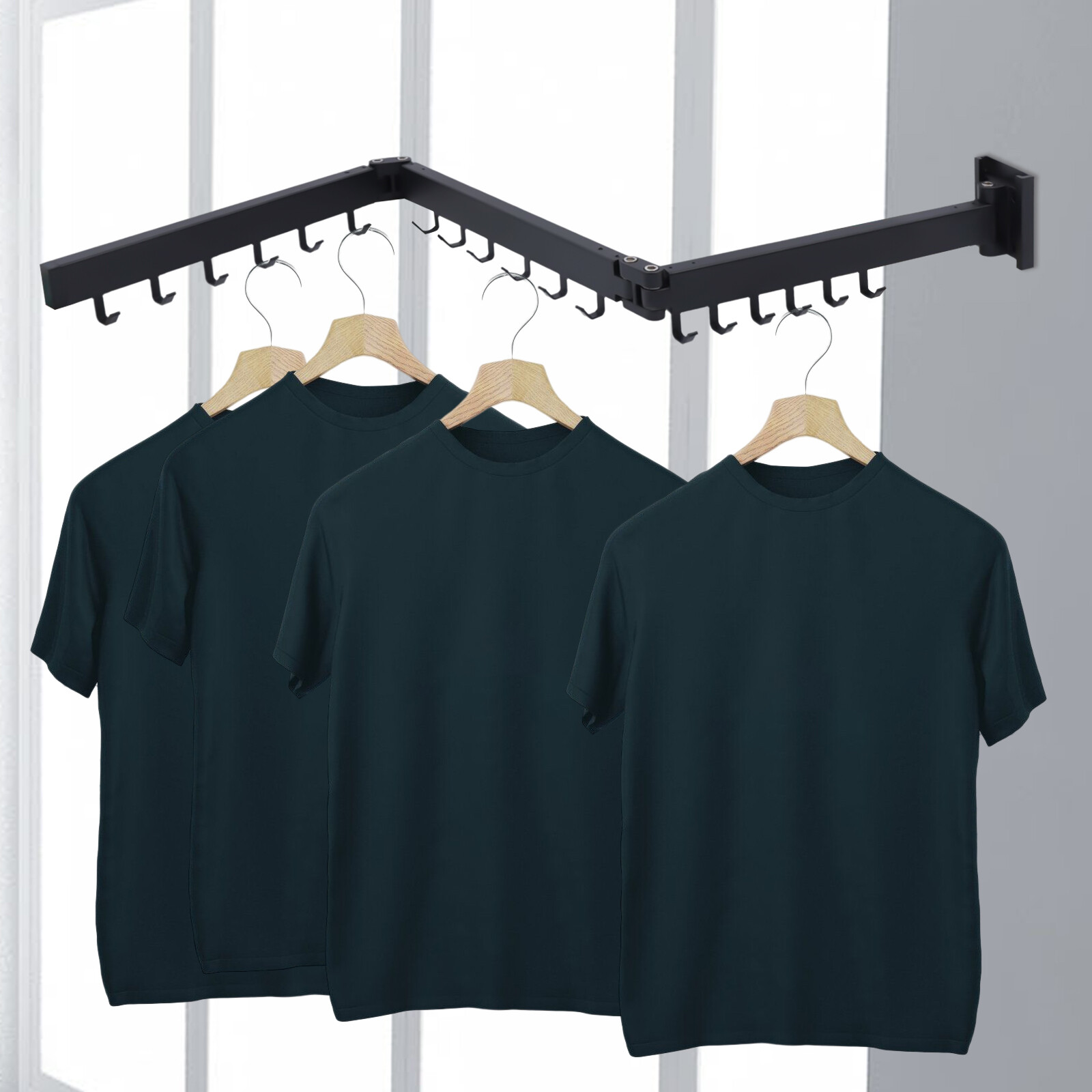 Clothes Drying Rack Laundry Organizer, Folding Retractable Wall Mount Hanger Space Laundry Drying Rack For Home Bathroom Balcony Laundry Room Use