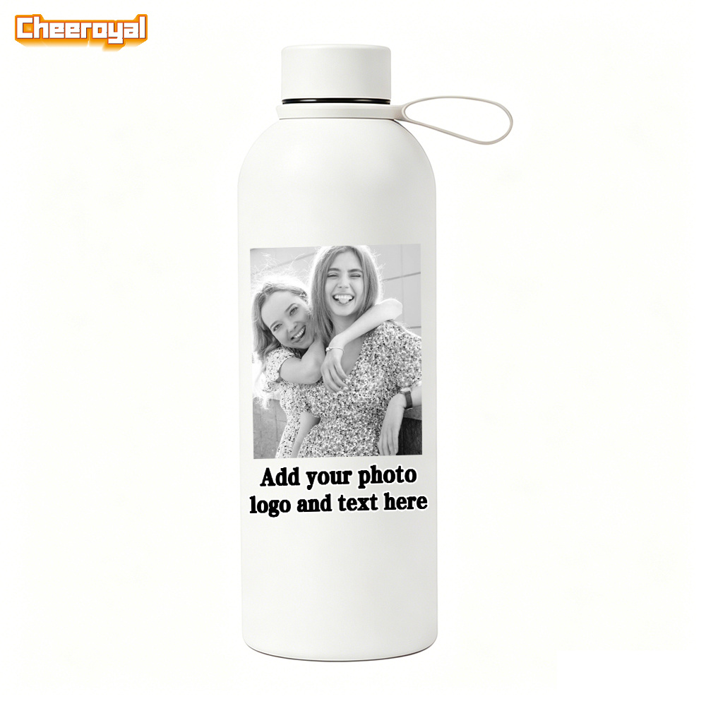 TEMU 1 botella de agua personalizada, vaso personalizado de 17 oz, imagen y negro personalizable | Convierte tu foto y negro - Botella deportiva