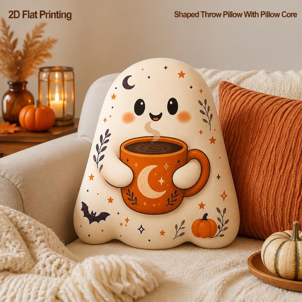 TEMU Halloween -shaped Throw Pillow - Cute Spooky Kawaii Cushion Suitable For Sofa Bed, Stuffed Decorative Pillow With, Hand Washable Contemporary
