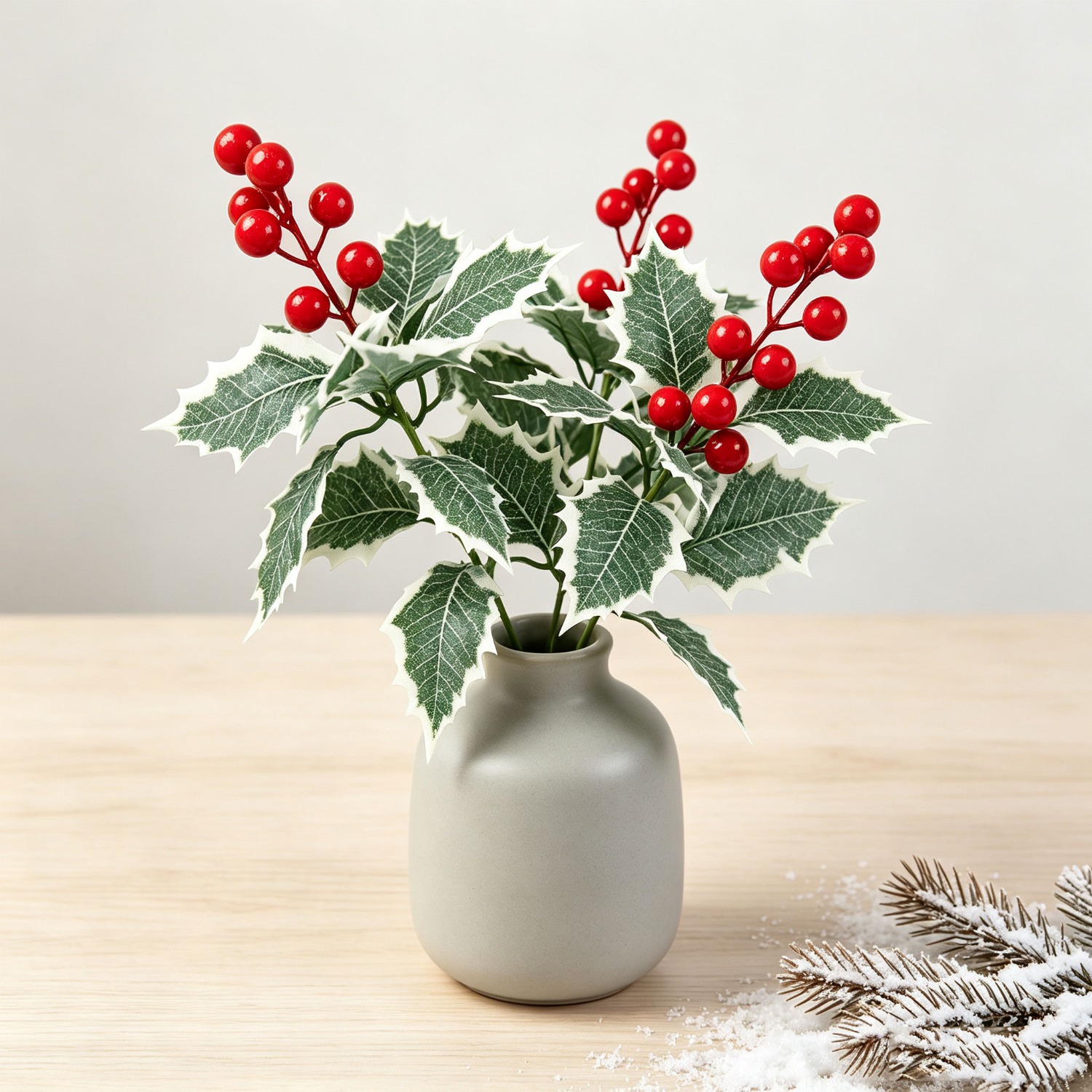 TEMU 3pcs Berry Set With Green Artificial Greenery And Christmas Leaves, Artificial Floral Arrangement Decor, Suitable For Christmas, Thanksgiving,