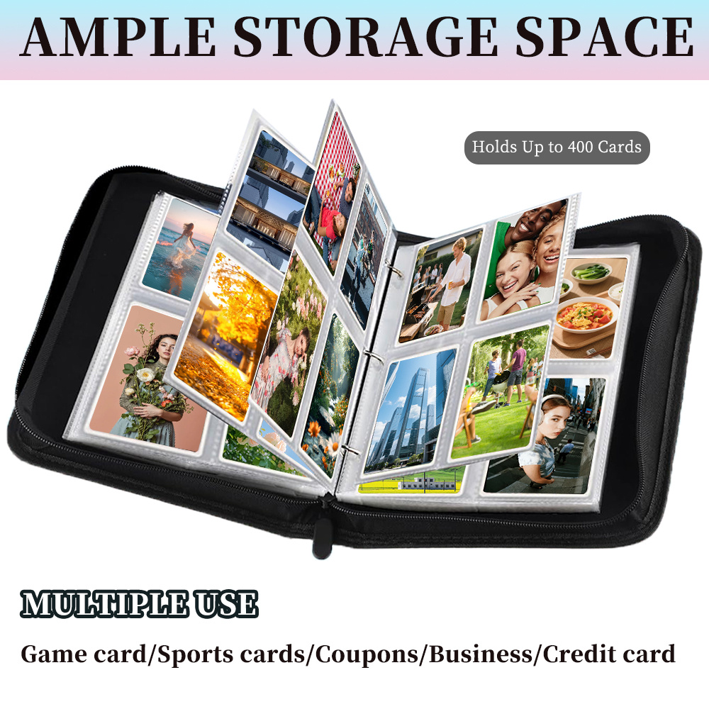 photocard binder album 4 pocket trading card binder with sleeves portable card collector holder for kpop photocards sports cards and game cards