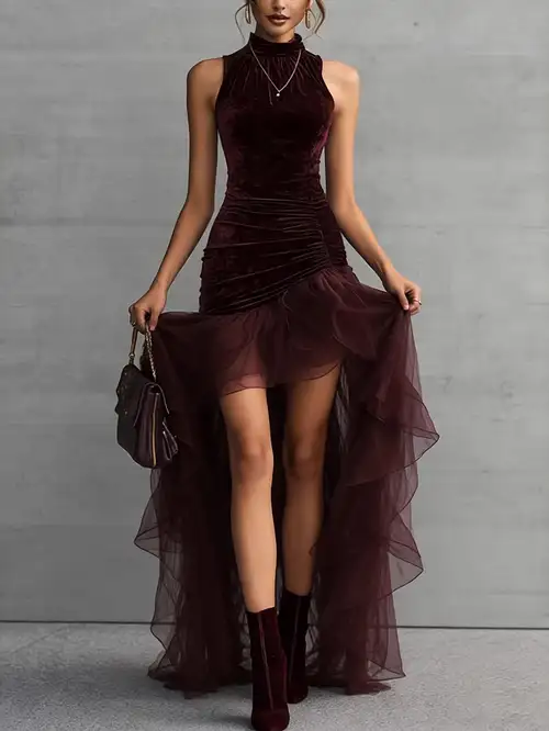 temu formal dresses Women's Elegant Short-Sleeve A-Line Dress with Short Sleeves & Small Round Neck - Solid Color Short Dress Suitable for Spring/Summer * Office & Semi-Formal Wear Women'S Party Dresses Elegant Classy,