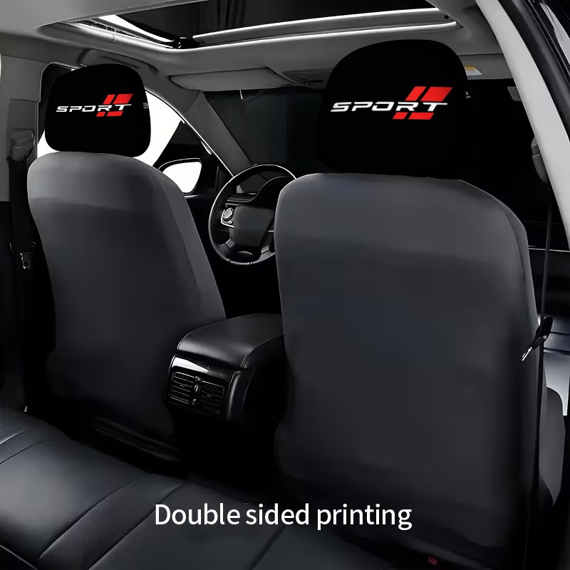TEMU 2pcs Car Pillow Covers, Black Car Headrest Covers With Red And Scheme And 