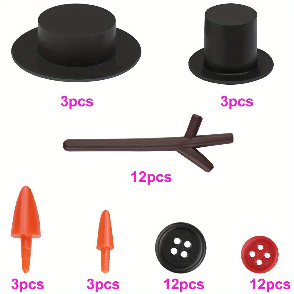 TEMU 48/96/192pcs Acrylic Finger Caps, Carrot-shaped Nose Buttons, Small Tree Branches, Christmas Decorations, Party And Holiday Gift Additions
