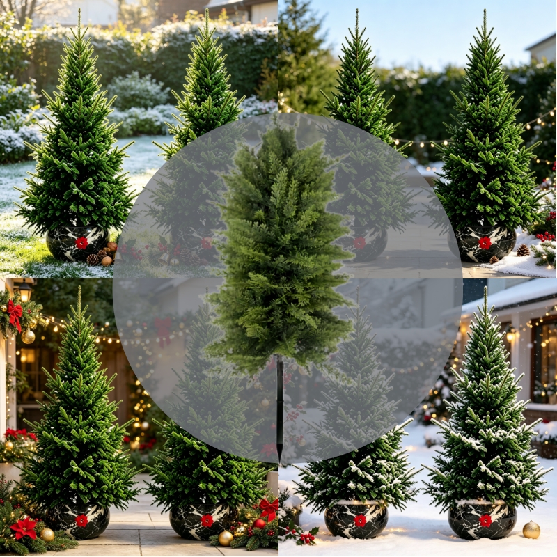 TEMU 29.92-inch Large Outdoor Artificial Green Plant Christmas Norfolk Pine Ground Plug Tree, Suitable For Garden And Courtyard Holiday Decoration,