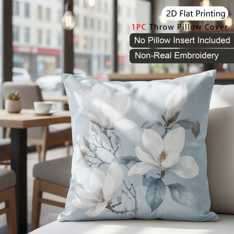 TEMU 2d Flat Printing 1pc Pillowcase With Watercolor Elegant Serenity Pattern Polyester Double-sided Washable Durable Fade Resistant Easy