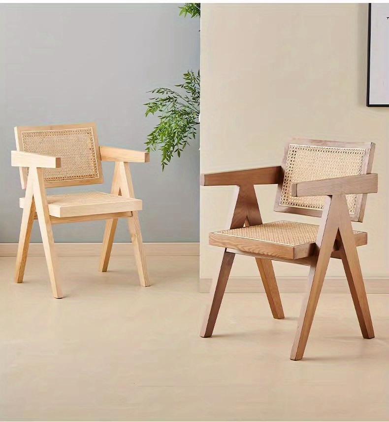 Silla de ratán tejida, silla de comedor de madera maciza, taburete para el hogar con respaldo, silla de ratán con reposabrazos, silla para mesa de comedor, silla de decoración para el hogar, silla de comedor de madera para sala de estar, silla de recepción de oficina, muebles de jardín para exteriores, silla de jardín, sillón, silla para sala de estar