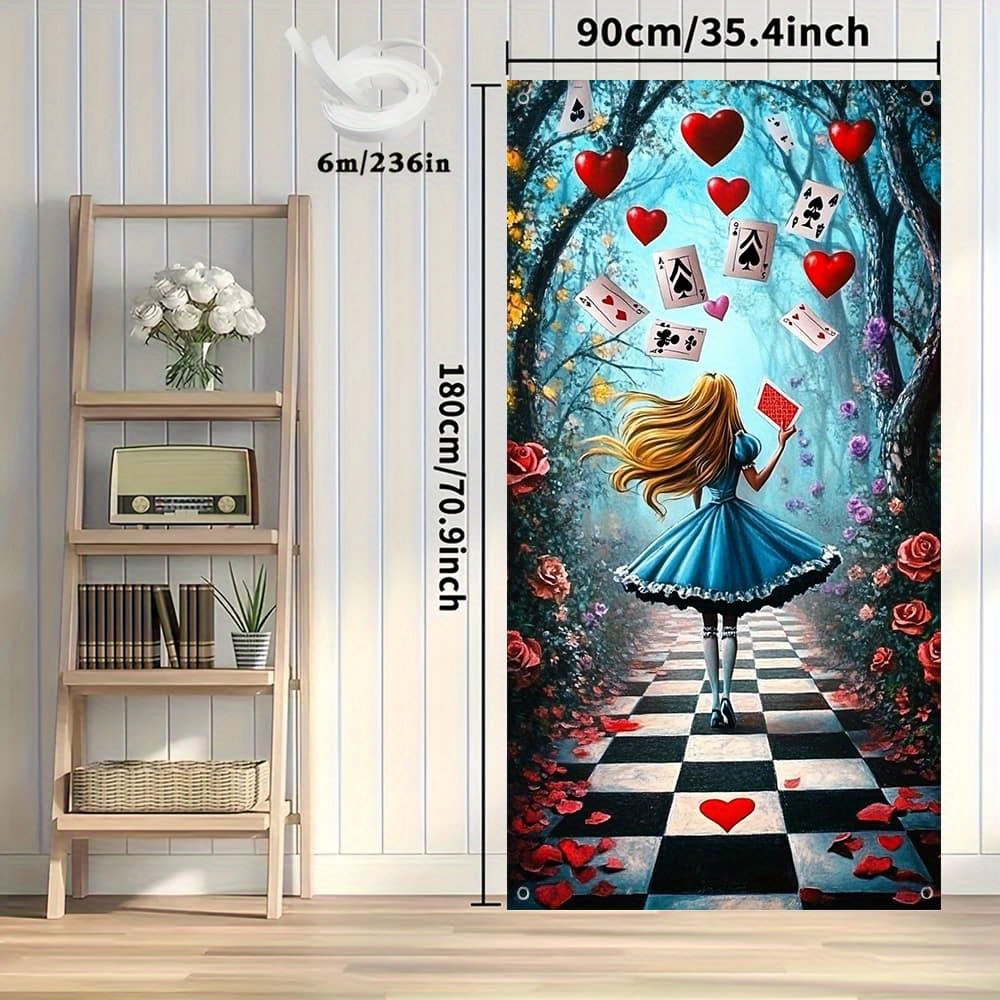 TEMU Bannière de porte 2D, 1pc Chemin de Bannière de porte 2D - Décoration en polyester coloré, pas d'électricité requise, parfaite pour les fêtes, ,