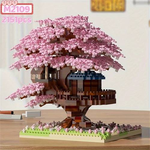 2229pcs 2151pcs 1104pcs 1097pcs cherry building block set miniature building block set tree house toy halloween thanksgiving christmas easter gift no lights toy gift for boys and girls home decoration