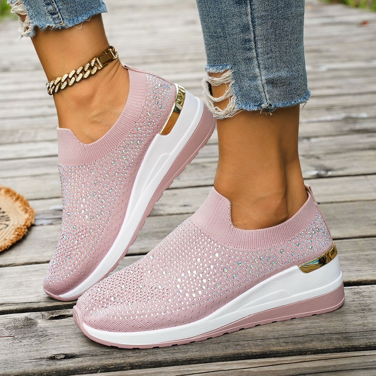 TEMU "8 Sizes" Women's Casual Sports Shoes, Stylish Women's Sneakers, Summer Slip-on Shoes, A Lovely Travel Gift, Perfect For Beach , Comfortable And