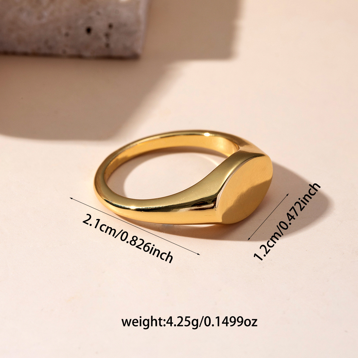 Men's Minimalist Solid-Band Oval Design Ring, Casual Attire