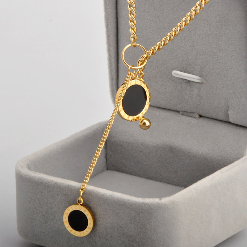 Women's 18K Gold-Plated OT Buckle Y-Shaped Necklace, Elegant