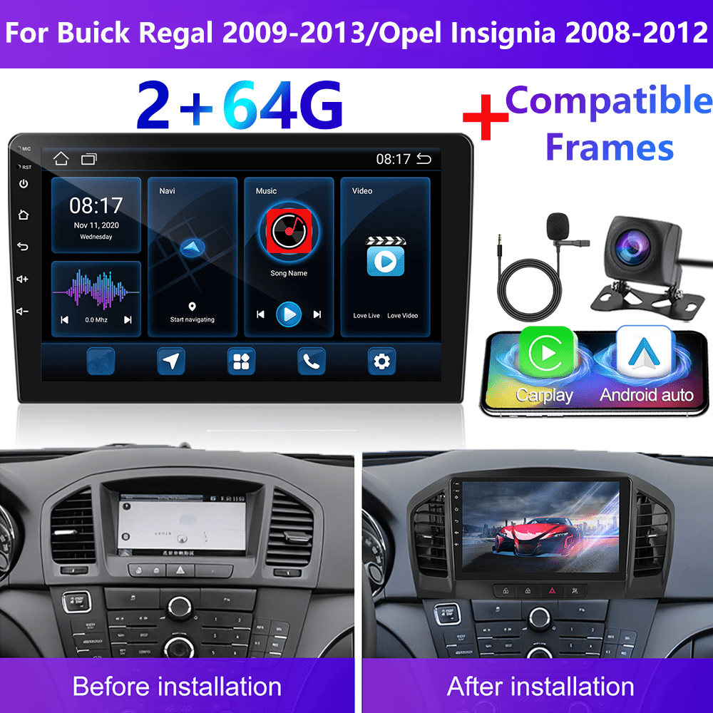 [2g+64g]podofo 15 Car Stereo For 2009-2013/ 2008-2012 (frame Included) Double Din Auto, 9 Inch Touchscreen Car Din With Gps Navigation Wireless Fm Hifi Wifi Usb + Ahd Backup Camera +