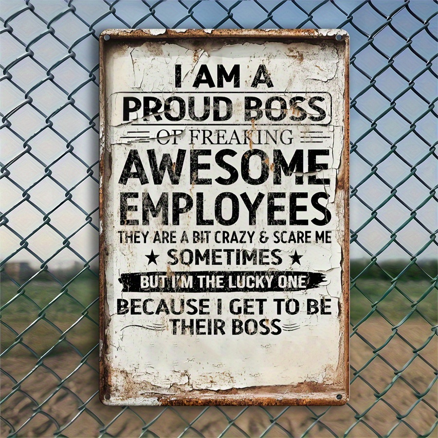 

Room Decor 1pc Metal Plaque - " Boss Of Awesome Employees" - Rustic For Office, Home, Garage, Garden - Unique Gift For Bosses - Indoor/outdoor Decor