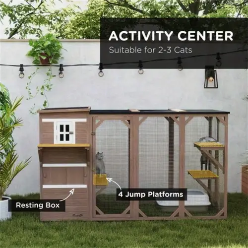 multi level cat tree tower with 4 jump platforms resting enclosed hideouts durable indoor outdoor pet stairs climbing house for kittens cats