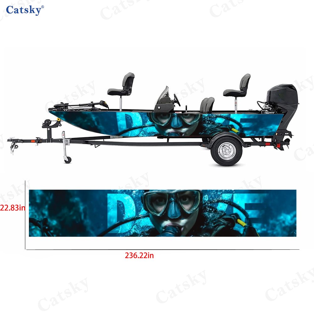 Deep Sea Diving Boat Stickers, 2pcs