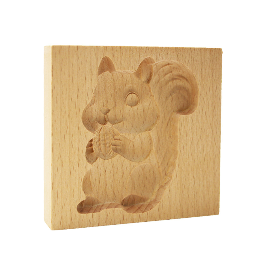 TEMU Emporte-pièce en bois écureuil 3D, tampon de gaufrage pour , emporte-pièce en bois pour les réunions de famille et les fêtes d'année, outil de