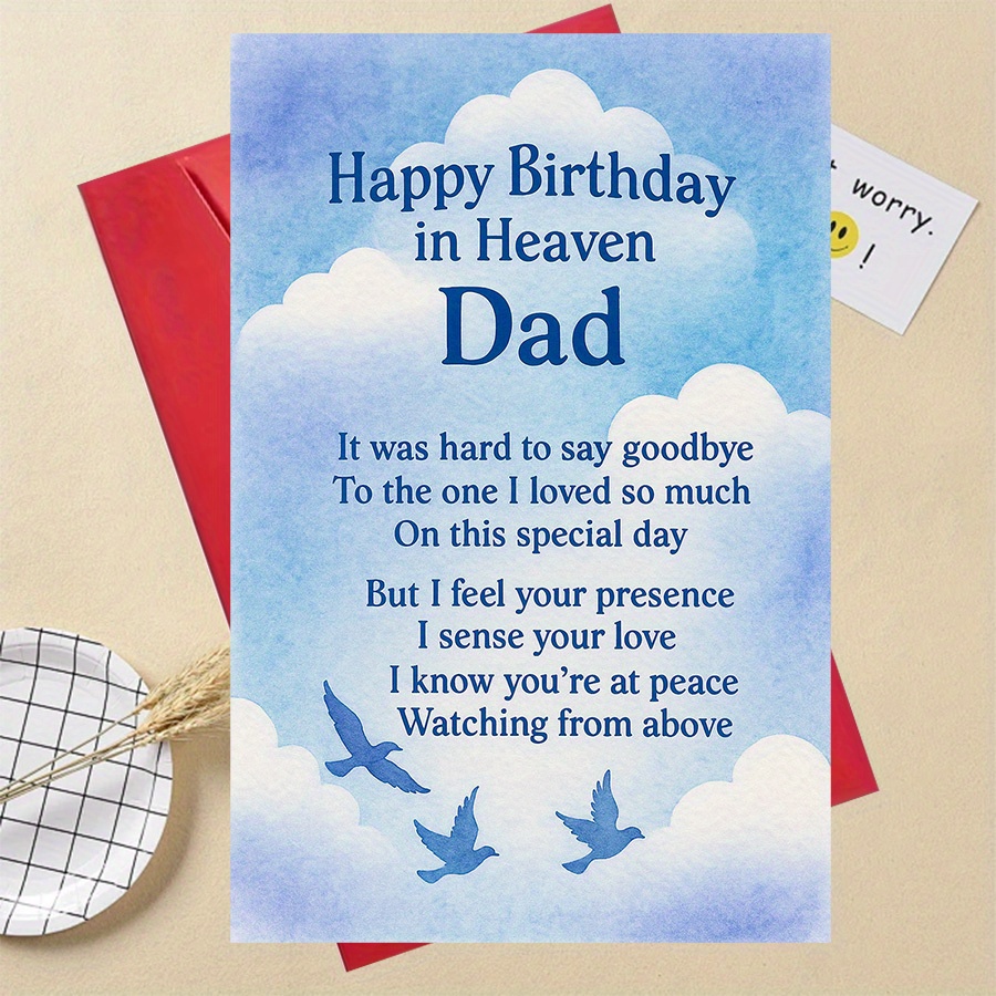 TEMU 1pc Thank Birthday In Heaven Dad Memorial Card, Sympathy Gift For Daughter, Son, Family, Loss Keepsake, , Funny Birthday Card