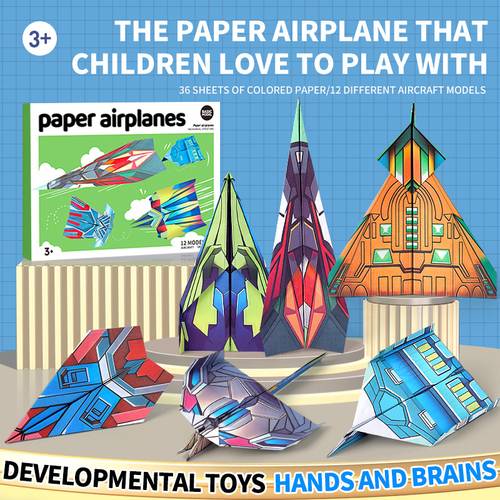 36 sheets kids paper airplane origami kit handmade 3d foldable airplane models creative colorful paper plane activity ideal creative gift for boys and girls aged 3 outdoor travel halloween christmas