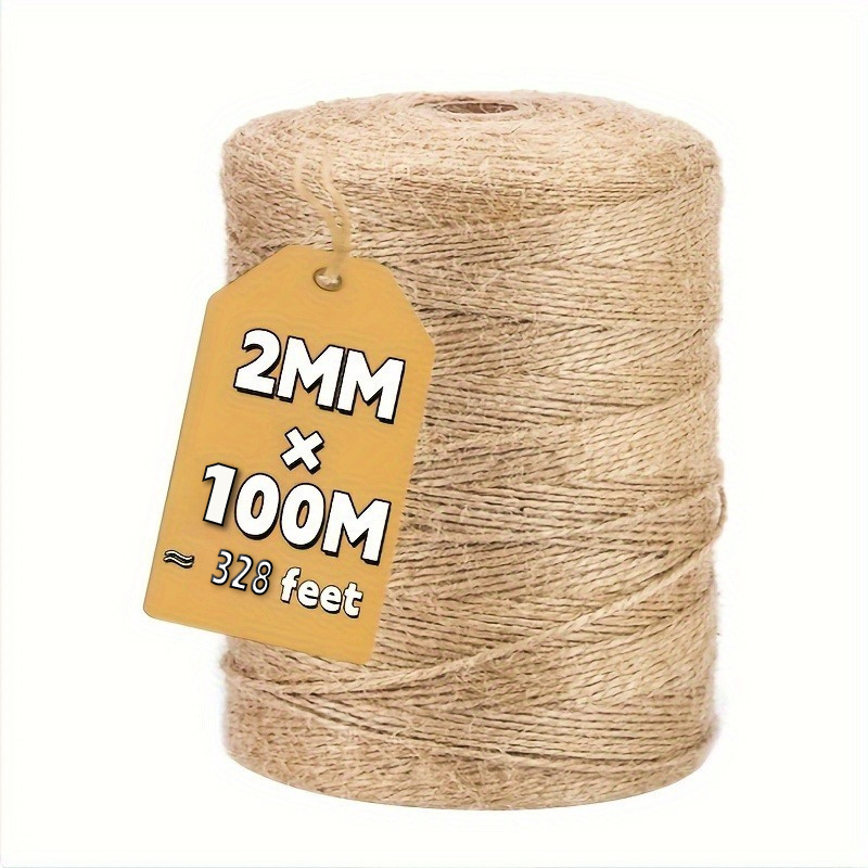 TEMU High-quality 328ft/100m X 2mm | Durable Natural Rope For Crafting, Gardening & Wrapping | Artisan Weaving Cord For Macrame, Rustic Decor &