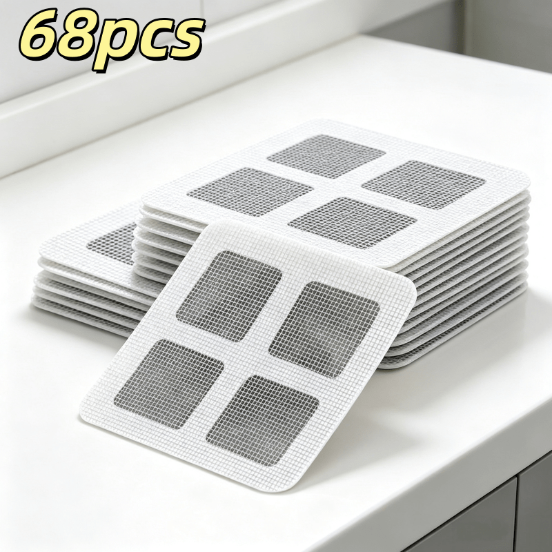 TEMU 68pcs Kitchen And Bathroom Drain Anti-hair Clog Accessories, Durable Shower Drain Hole Covers And Sink Strainers With Waterproof Adhesive