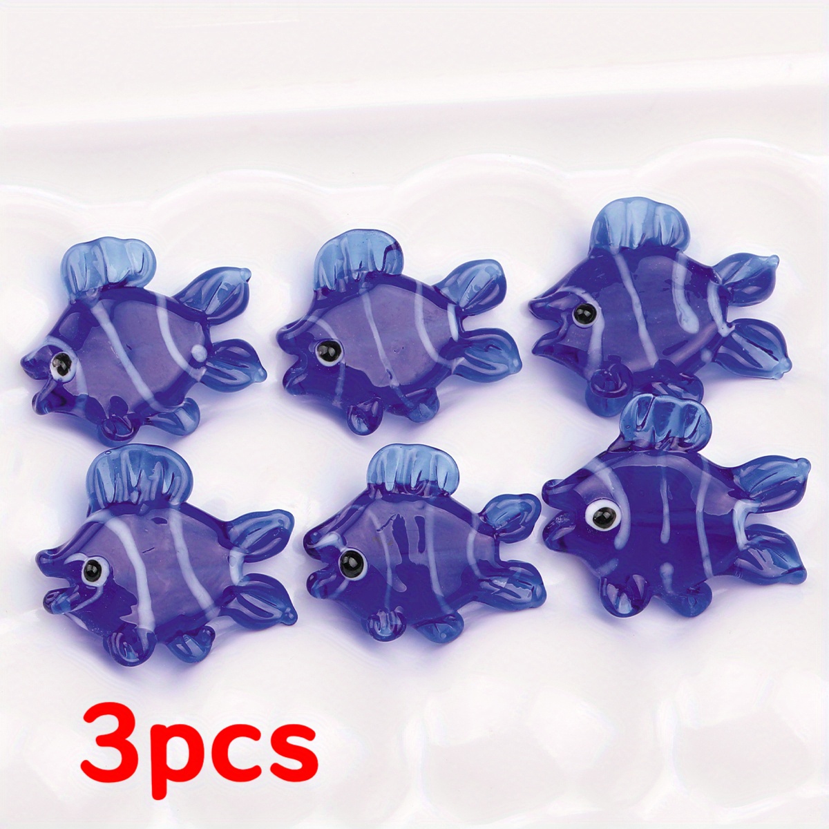 TEMU 3pcs Random Color Handmade Glass Beads Charms - Vibrant Orange, Red, Blue And Multicolor Designs For Jewelry Making, Necklace And Bracelet