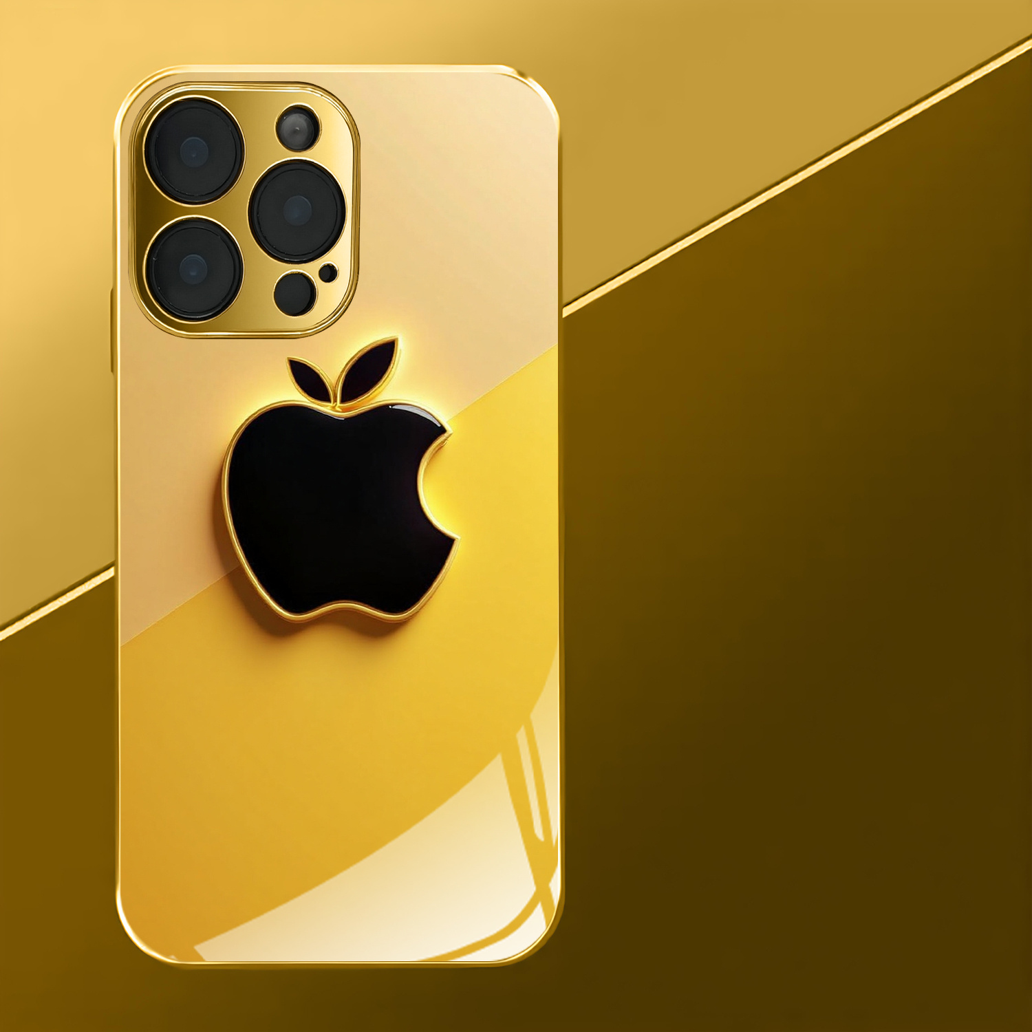 TEMU Phone Case - Graffiti, Black And Scheme, Personalized Trendy Print Pattern Electroplated Golden Glass Phone Case, For Iphone 17/17