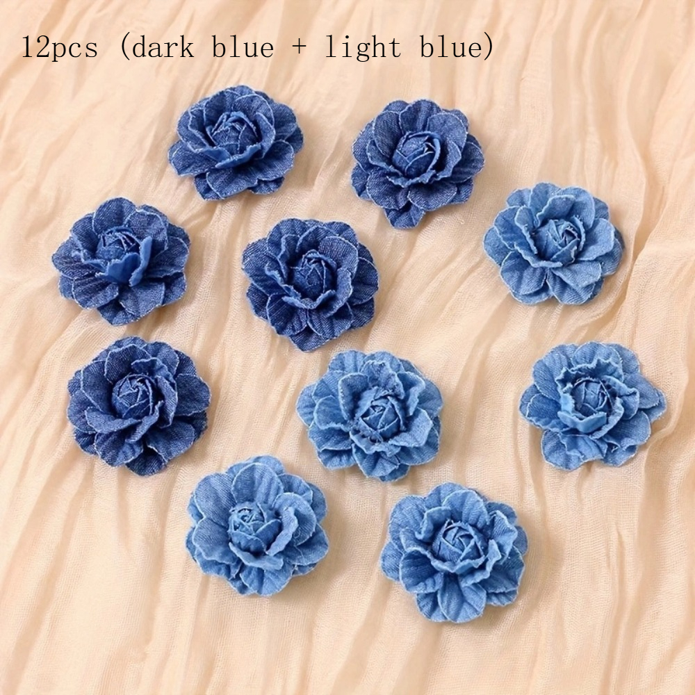 TEMU 12pcs Blue Artificial Flower Cowboy Hat Decor, Living Room Home Ornament, Diy Anniversary Wreath Accessories