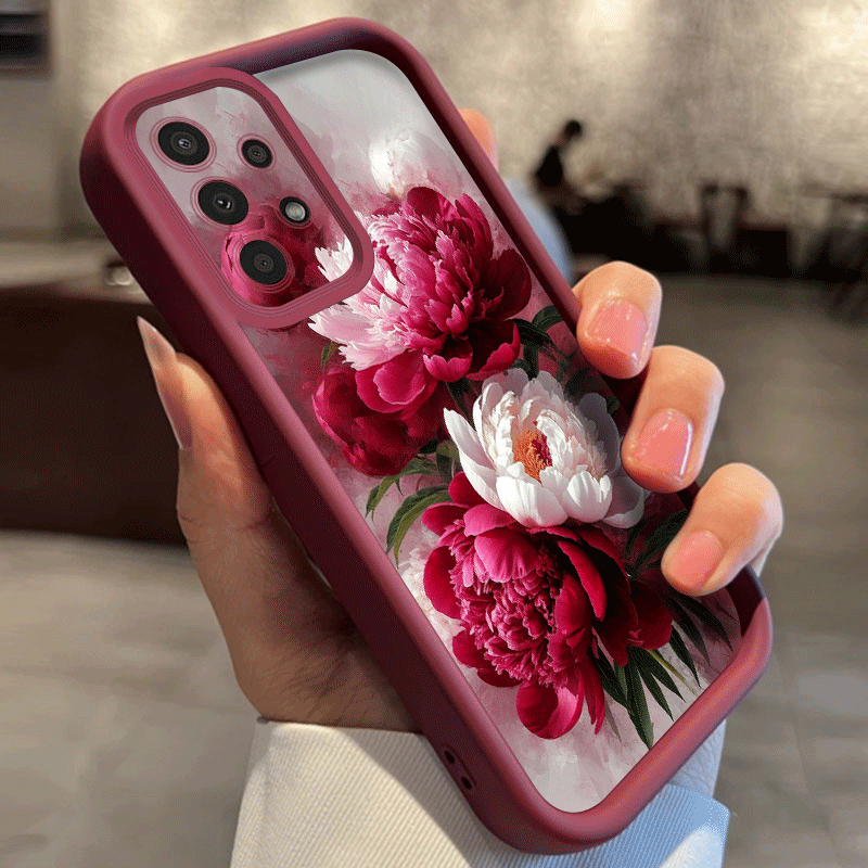TEMU Phone Case: And Gorgeous Watercolor Peony Pattern Frosted Matte Tpu Phone Case For Galaxy A13/a14 4g/a21s/a05s/a13 5g/s23/s23 Ultra/s23 Fe/a25