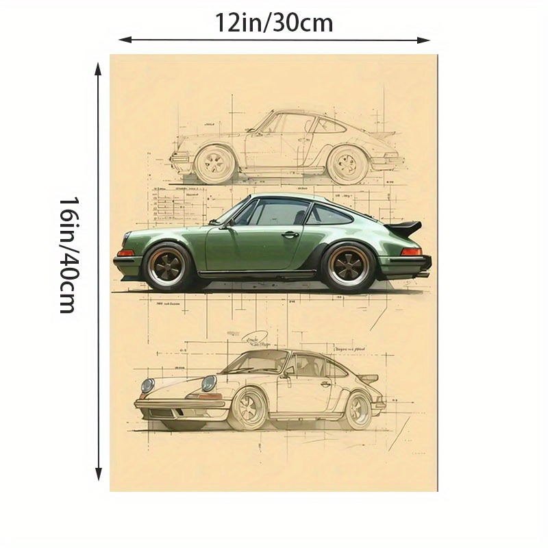E-shop 2D Flach, 2D Flach, . Leinwand ohne Rahmen, Grün Auto Design Poster Leinwand Wandkunst, Schickes Einzigartiges Kreatives Wandkunst Deko Poster,