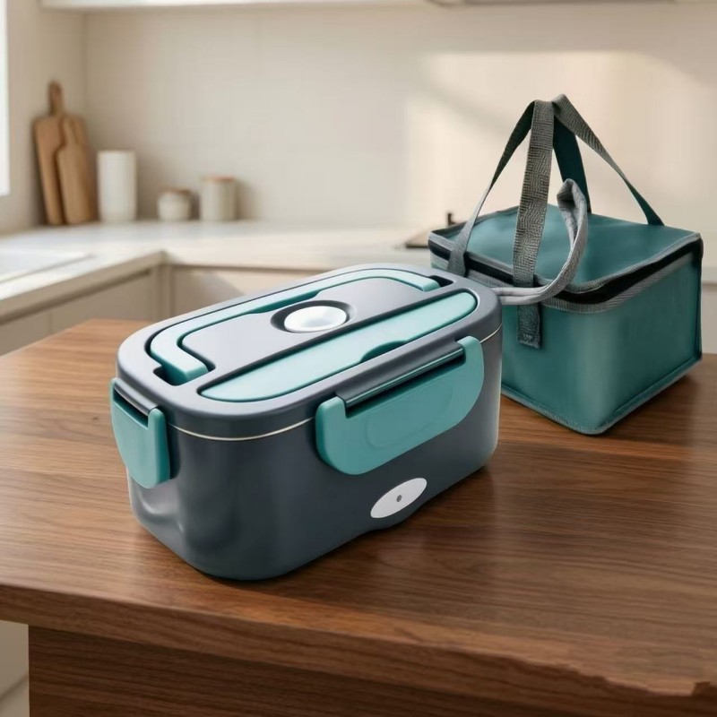 TEMU Portable Electric Heated Lunch Box, Suitable For Car Use And Household Use, Made Of Stainless Steel And Plastic, With Insulation And Heating