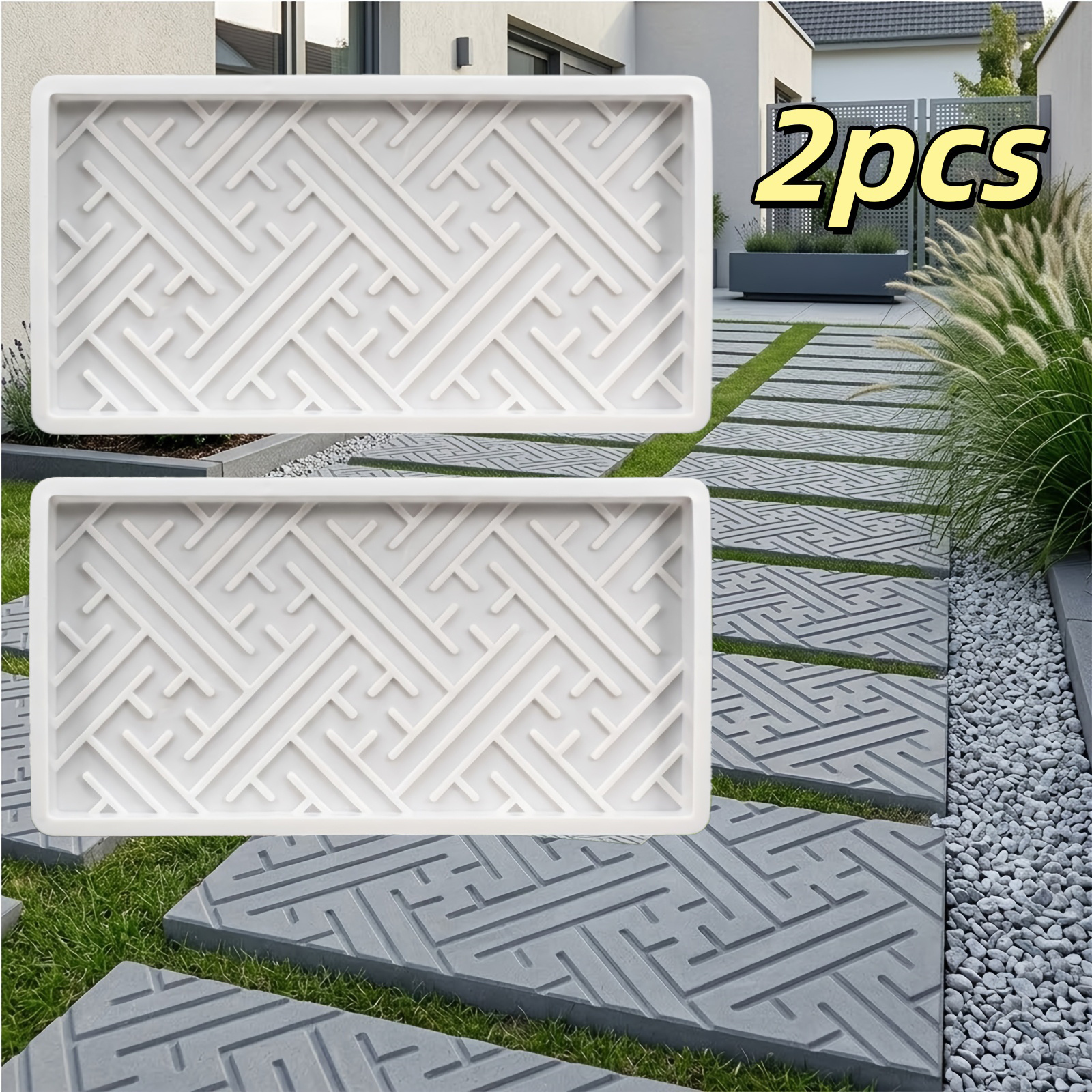 TEMU Reusable Heavy-duty Diy Concrete Stepping Stone Mold - Suitable For Garden, Patio & Walkway, Plastic Paving Brick Maker With -cast For Landscape