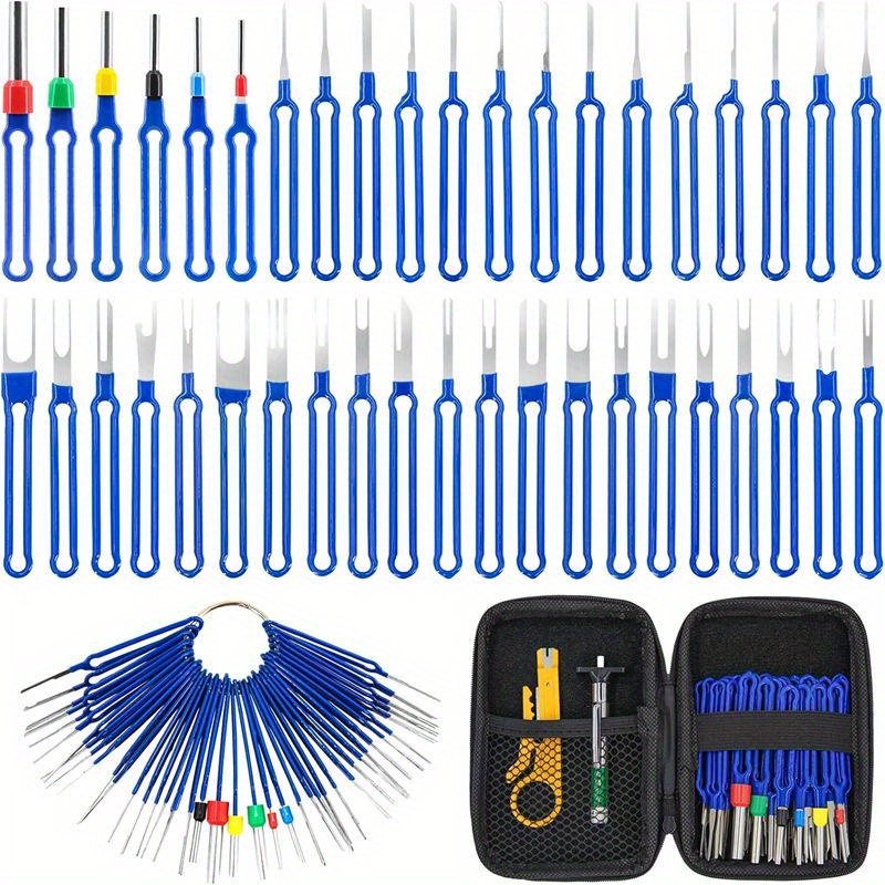E-shop 43-teiliges Set Aderentfernungswerkzeug Drahtader- Abisolierer Reifenprofil-Tiefenmesser Auto Elektroinstallation Kabelbinder-Abzieher-Set