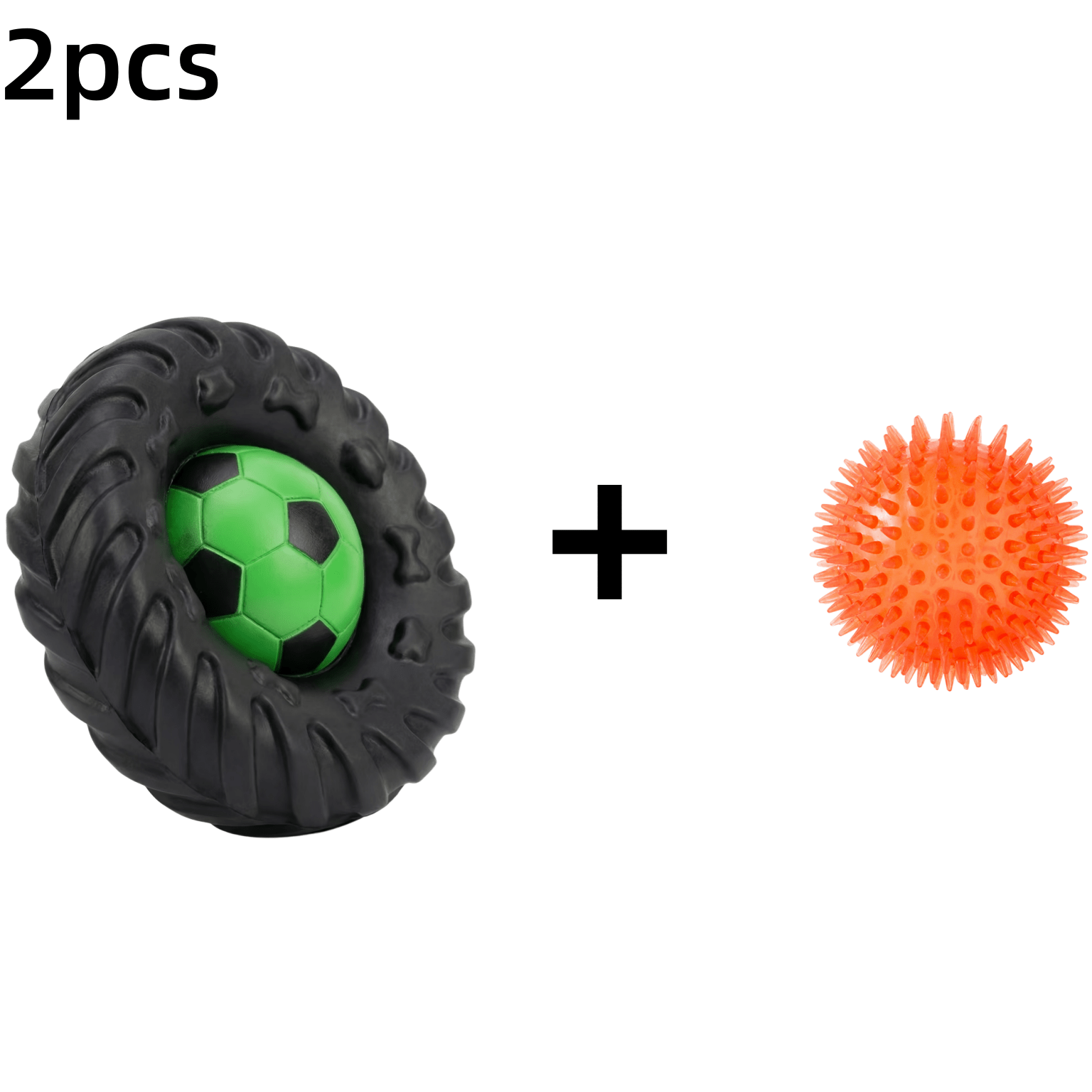 TEMU 2pcs Squeaky Dog Chew Toy Tire Design, Football Tennis Ball Shaped Pet Toy For Aggressive Chewers, Durable Rubber Bite Resistant Puppy Teething