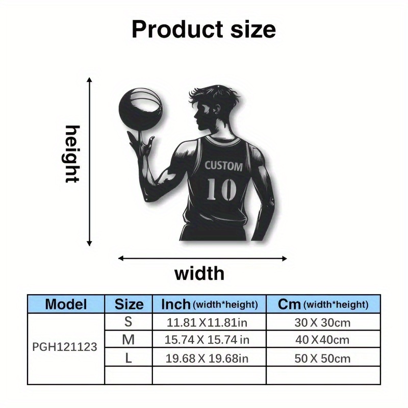 TEMU Une œuvre d'art murale en métal personnalisable représentant un de basketball, conçue dans un style sur le thème du sport. C'est un cadeau