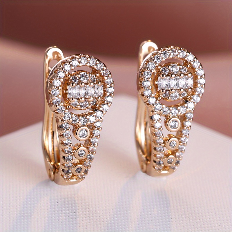 TEMU A Set Of Synthetic Zirconia Earrings, Stylish For Parties, , Suitable For Holidays, Everyday Use, Anniversaries, And Birthdays