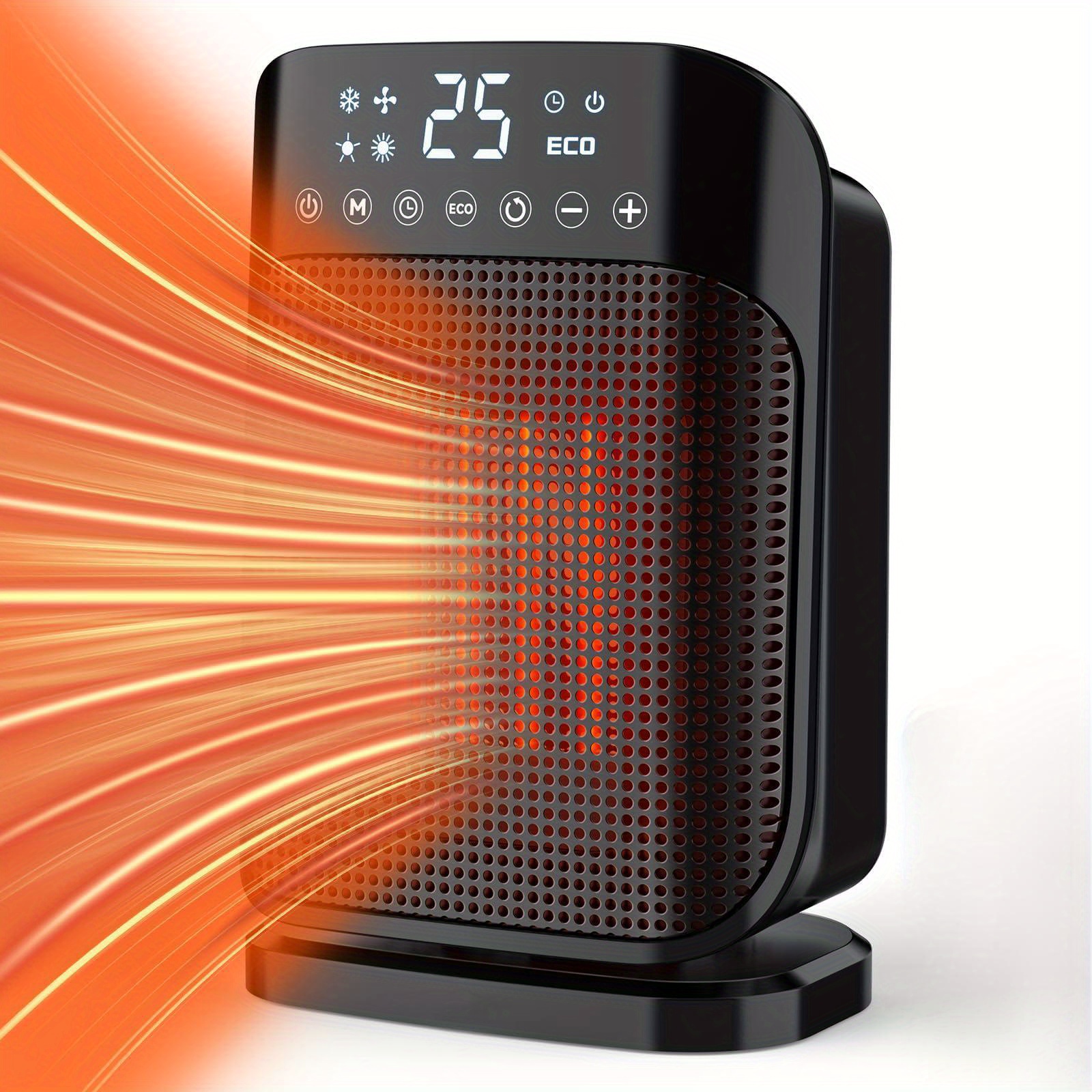 TEMU Space Heaters For Indoor Use, 1500w Portable Heater With Thermostat, 24h Timer, 75°, , Digital Display, Ptc Ceramic Heater For Office Bedroom Home