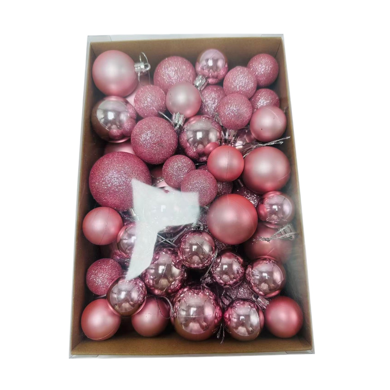TEMU 50pcs Pink Christmas Ball Ornaments For Halloween Decor Xmas Tree Christmas Tree Decorations Plastic Hanging Balls Set Wedding House Holiday