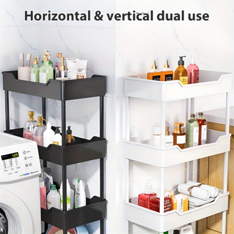 TEMU Multi- Tier Trolley On Wheels, 3 Tier Plastic Rolling Utility Cart, Movable Organizer Cart, Space- Saving Mobile Shelving Organizer