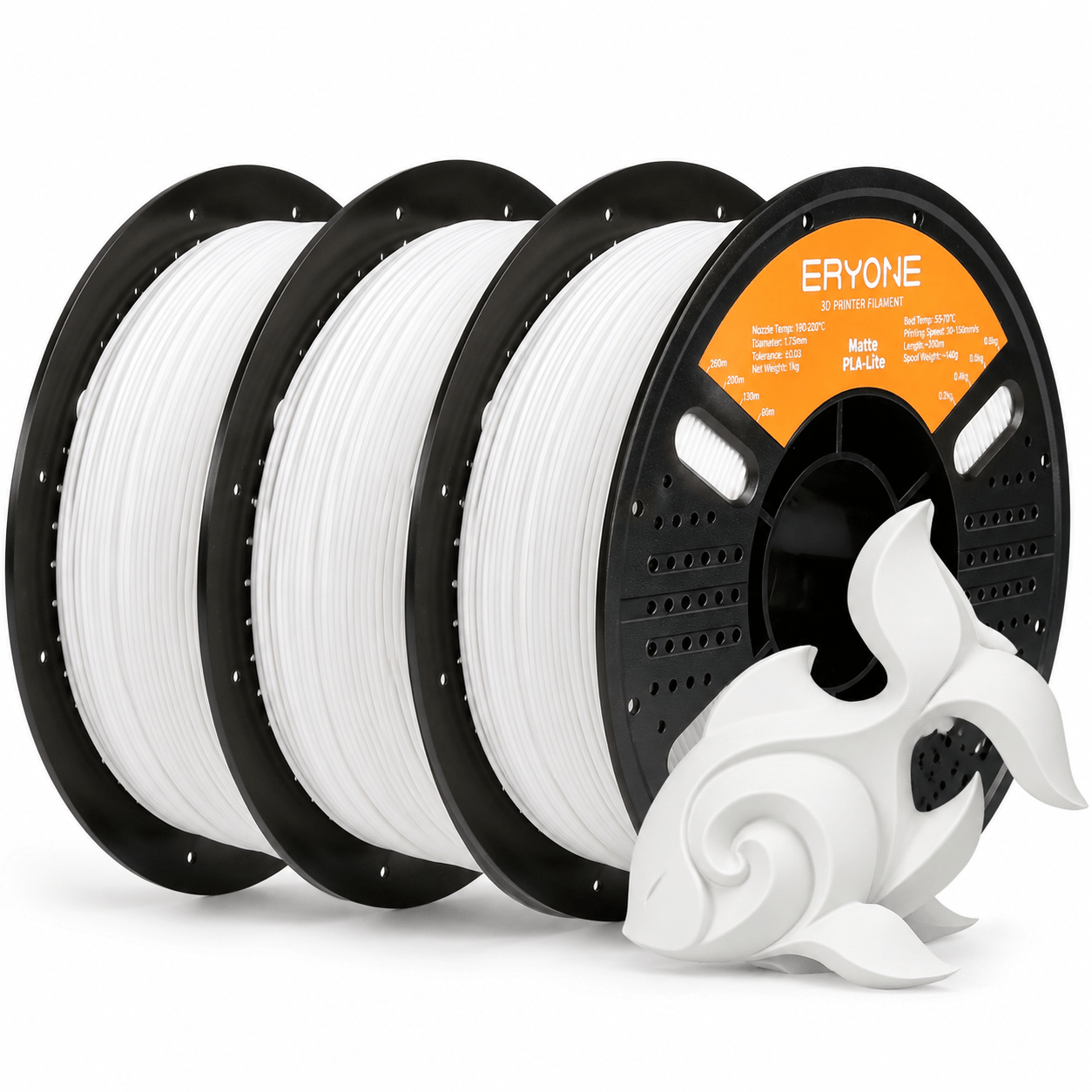 Image of Eryone Pla Lite Printer Filament 1.75mm +/-0.03mm, 3 Rolls (3kg Total), Smooth Feeding, , High Quality 3d Printing Material